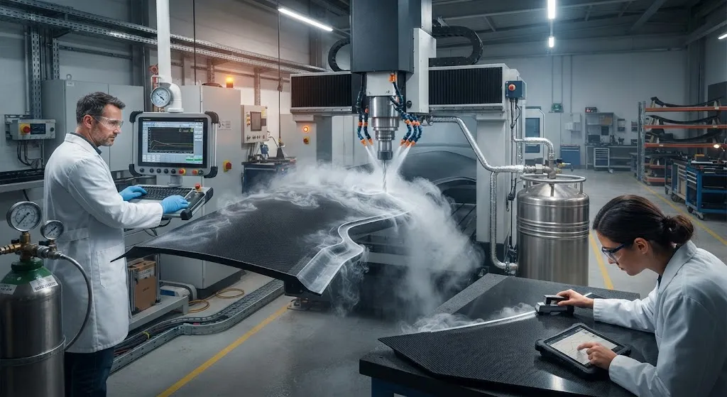 Cryogenic Machining of Composites: Liquid Nitrogen Cooling for Delamination-Free Trimming