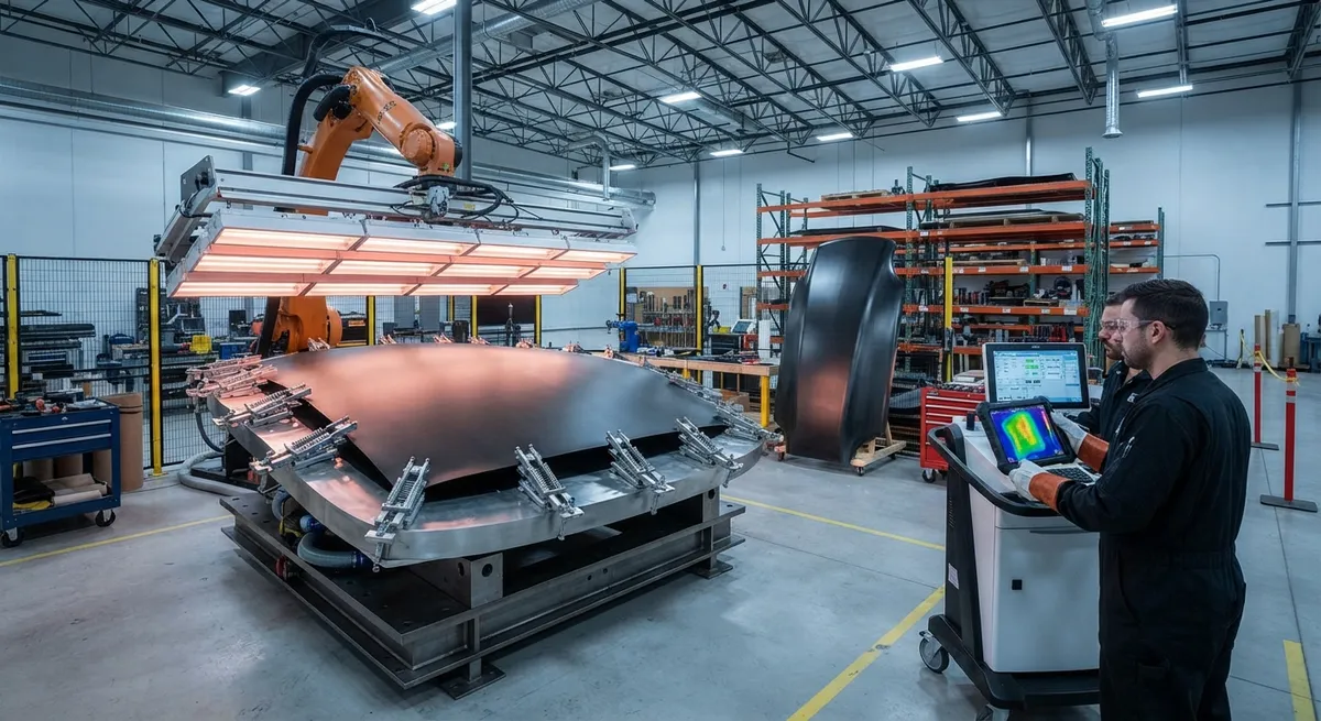 Hot Drape Forming of Thermoplastic Carbon Fiber: Process Windows for Doubly Curved Aerospace Parts