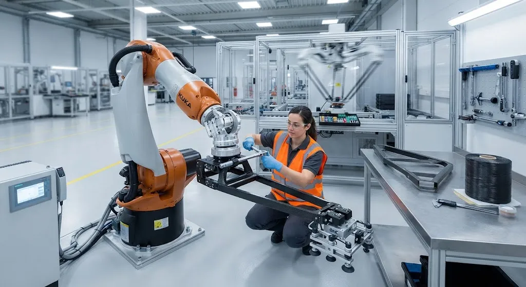 Carbon Fiber Robotic Arm End Effectors: Stiffness-to-Weight for High-Speed Pick-and-Place
