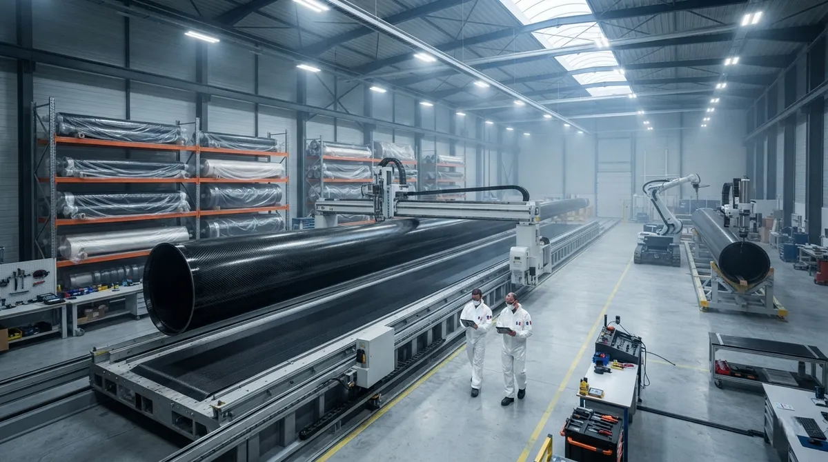 Carbon Fiber Wind-Propulsion Masts for Cargo Ships: SolidSail's 70-Meter CFRP Rig Manufacturing