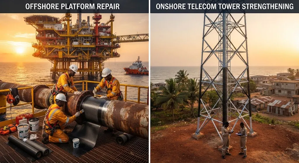 Применения углеволокна в Гане: нефтегазовая и телекоммуникационная инфраструктура